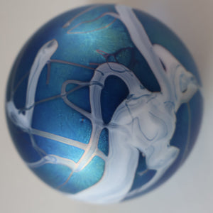 Fine GLASFORM Paperweight by John Ditchfield with Iridescent Finish and Decorative Trails