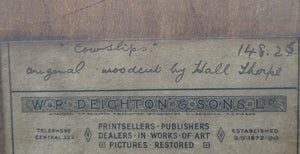 COWSLIPS. Original 1920s Colour Woodcut by John Hall Thorpe