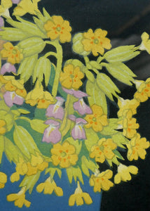 COWSLIPS. Original 1920s Colour Woodcut by John Hall Thorpe