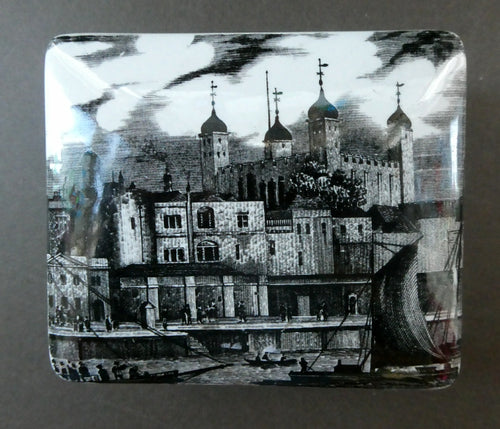 1960s Portmeirion Black and White Ceramic Box. Tower of London