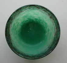 Load image into Gallery viewer, 1920s Small Monart Green Glass Bowl with Black Rim &amp; Gold Aventurines
