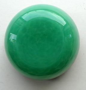 1920s Small Monart Green Glass Bowl with Black Rim & Gold Aventurines