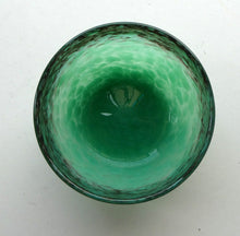 Load image into Gallery viewer, 1920s Small Monart Green Glass Bowl with Black Rim &amp; Gold Aventurines
