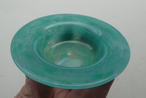 SCOTTISH GLASS. Fabulous 1920s Miniature Antique Scottish Monart Shallow Bowl with Rim. 3 1/2 inches