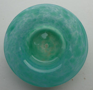 SCOTTISH GLASS. Fabulous 1920s Miniature Antique Scottish Monart Shallow Bowl with Rim. 3 1/2 inches