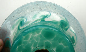 SCOTTISH GLASS. Fabulous 1920s Antique Scottish Monart Shallow Bowl with Rim. 6 inches
