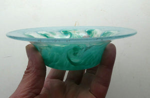 SCOTTISH GLASS. Fabulous 1920s Antique Scottish Monart Shallow Bowl with Rim. 6 inches