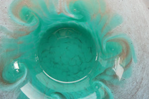SCOTTISH GLASS. Fabulous 1920s Antique Scottish Monart Shallow Bowl with Rim. 5 3/4 inches