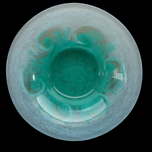 SCOTTISH GLASS. Fabulous 1920s Antique Monart Shallow Bowl with Rim