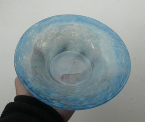 SCOTTISH GLASS. Fabulous 1920s Antique Scottish Monart Shallow Bowl with Rim. 7 1/4 inches