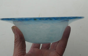 SCOTTISH GLASS. Fabulous 1920s Antique Scottish Monart Shallow Bowl with Rim. 7 1/4 inches