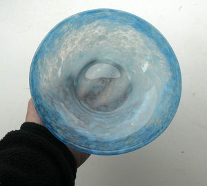 SCOTTISH GLASS. Fabulous 1920s Antique Scottish Monart Shallow Bowl with Rim. 7 1/4 inches
