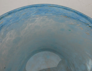 SCOTTISH GLASS. Fabulous 1920s Antique Scottish Monart Shallow Bowl with Rim. 7 1/4 inches