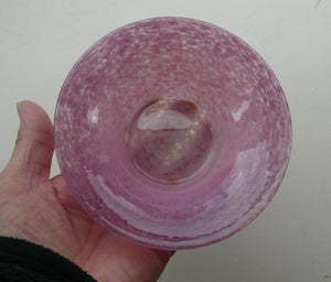 SCOTTISH GLASS. Fabulous 1920s Antique Scottish Monart Shallow Bowl with Rim. 5 3/4 inches