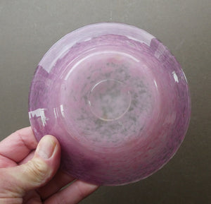 SCOTTISH GLASS. Fabulous 1920s Antique Scottish Monart Shallow Bowl with Rim. 5 3/4 inches