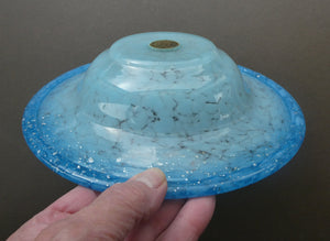 SCOTTISH GLASS. Fabulous LARGE 1920s Antique Scottish Monart Shallow Bowl with Rim. 10 inches