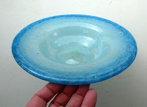 SCOTTISH GLASS. Fabulous LARGE 1920s Antique Scottish Monart Shallow Bowl with Rim. 10 inches