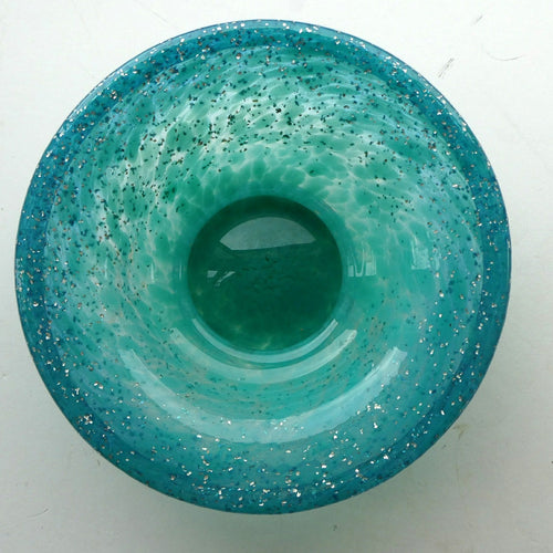 SCOTTISH GLASS. Fabulous 1920s Antique Scottish Monart Shallow Bowl with Rim. 5 3/4 inches