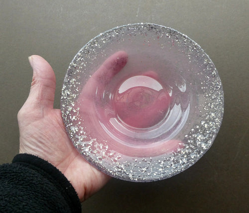 Vintage Pink Scottish Art Glass Vasart Shallow Bowl