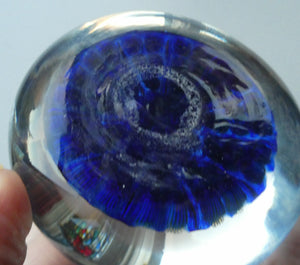 Vintage 1970s Scottish PERTHSHIRE Paperweight. Royal Blue Ground, 11 Spokes & Millefiori Canes