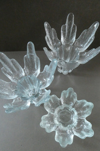 Three Vintage Flair Candle Holders Ravenhead Crystal / Glass 1970s