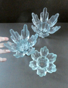 Three Vintage Flair Candle Holders Ravenhead Crystal / Glass 1970s
