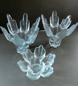 Three Vintage Flair Candle Holders Ravenhead Crystal / Glass 1970s