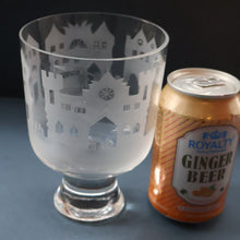 Load image into Gallery viewer, LIMITED EDITON (1 /12). Engraved Vintage Caithness SCOTTISH GLASS Rummer / Goblet by Colin Terris (1937 - 2007). The Pied Piper Playing on his Enchanted Pipe
