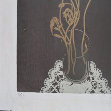 Load image into Gallery viewer, SCOTTISH ART: Rare Screenprint by Bel Cowie Entitled "Minoan Poppies" . Signed and dated 1981. FRAMED
