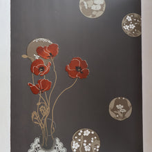 Load image into Gallery viewer, SCOTTISH ART: Rare Screenprint by Bel Cowie Entitled "Minoan Poppies" . Signed and dated 1981. FRAMED

