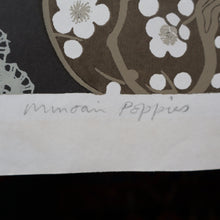 Load image into Gallery viewer, SCOTTISH ART: Rare Screenprint by Bel Cowie Entitled "Minoan Poppies" . Signed and dated 1981. FRAMED
