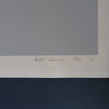 Load image into Gallery viewer, SCOTTISH ART: Rare Screenprint by Bel Cowie Entitled "Eggs" (Blue). Signed and dated February '75. FRAMED
