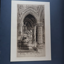 Load image into Gallery viewer, 1928 Etching of Rosslyn Chapel by Albany E. Howarth. Signed in Pencil
