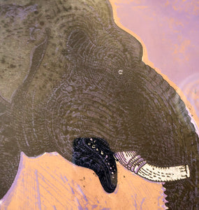 AMERICAN ART. Robert Rivers: Large 1999 Limited Edition Etching Printed in Colour Using Three Plates.  Entitled "Elephant in Purple Garden". FRAMED