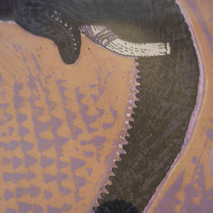 AMERICAN ART. Robert Rivers: Large 1999 Limited Edition Etching Printed in Colour Using Three Plates.  Entitled "Elephant in Purple Garden". FRAMED