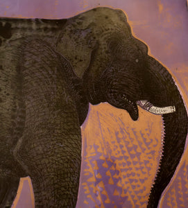 AMERICAN ART. Robert Rivers: Large 1999 Limited Edition Etching Printed in Colour Using Three Plates.  Entitled "Elephant in Purple Garden". FRAMED