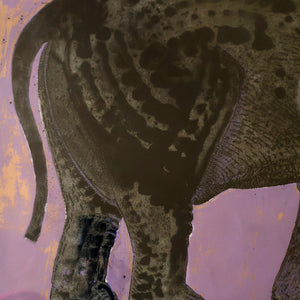 AMERICAN ART. Robert Rivers: Large 1999 Limited Edition Etching Printed in Colour Using Three Plates.  Entitled "Elephant in Purple Garden". FRAMED