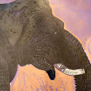 AMERICAN ART. Robert Rivers: Large 1999 Limited Edition Etching Printed in Colour Using Three Plates.  Entitled "Elephant in Purple Garden". FRAMED