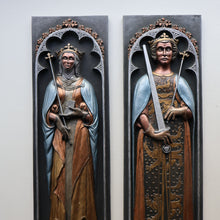 Load image into Gallery viewer, ALPHA STUDIOS. Plaster DANISH ROYALTY Plaques. Rare Vintage 1970s Pair of Medieval Style Wall Plaques
