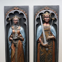 Load image into Gallery viewer, Pair of ALPHA STUDIOS Plaster DANISH ROYALTY Plaques. Rare Vintage 1970s Pair of Medieval Style Wall Plaques
