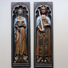 Load image into Gallery viewer, Pair of ALPHA STUDIOS Plaster DANISH ROYALTY Plaques. Rare Vintage 1970s Pair of Medieval Style Wall Plaques
