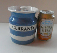 Load image into Gallery viewer, Vintage TG Green CORNISHWARE Lidded Storage Jar for CURRANTS: 5 Inches in Height. Black Shield Mark
