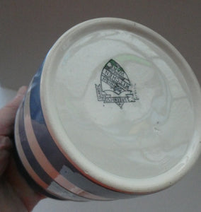 Vintage TG Green CORNISHWARE Lidded Storage Jar for CURRANTS: 5 Inches in Height. Black Shield Mark