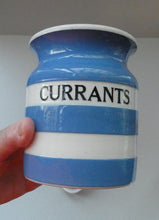 Load image into Gallery viewer, Vintage TG Green CORNISHWARE Lidded Storage Jar for CURRANTS: 5 Inches in Height. Black Shield Mark
