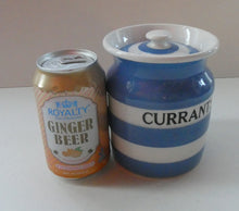 Load image into Gallery viewer, Vintage TG Green CORNISHWARE Lidded Storage Jar for CURRANTS: 5 Inches in Height. Black Shield Mark
