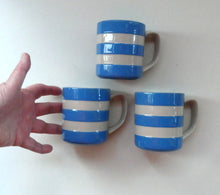 Load image into Gallery viewer, Set of THREE Contemporary CLASSIC TG Green CORNISHWARE Coffee Mugs

