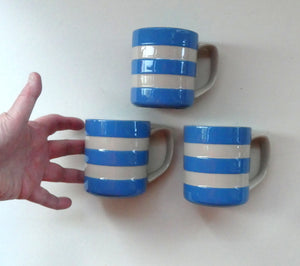 Set of THREE Contemporary CLASSIC TG Green CORNISHWARE Coffee Mugs