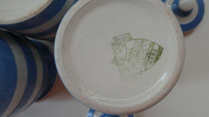 Vintage TG Green CORNISHWARE FOUR PLAIN SPICE JARS with Green and Black Shield Marks
