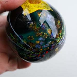 SCOTTISH Caithness Glass Egg Shape Paperweight: DAFFODIL by Colin Terris; 1999