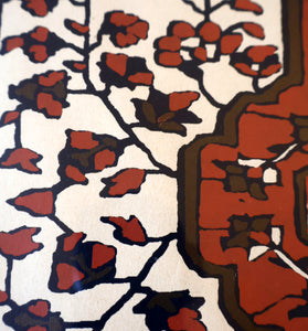 SCOTTISH ART: Rare Screenprint by Bel Cowie Entitled "Red Geranium for an Oriental Carpet".  Signed and dated Feb '80. RARE